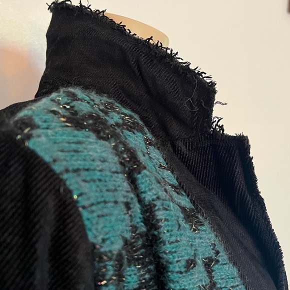NWT🎁 Free People Better Together Blazer Women's Black & Teal Metallic Oversized - Picture 4 of 13